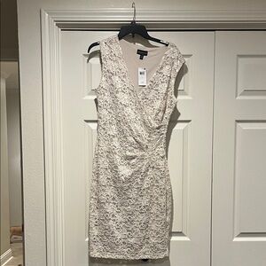 connected apparel Ivory Lace Midi Dress